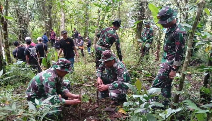 Peringati HPN, Koramil 1612-01/Ruteng Gandeng Pelajar Tanam Pohon di Mata Air Wae Poong