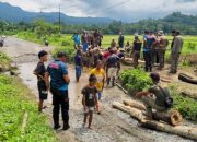 Brimob Polda NTT dan Polsek Wewaria Perbaiki Jembatan Darurat Akses Tiga Desa di Ende