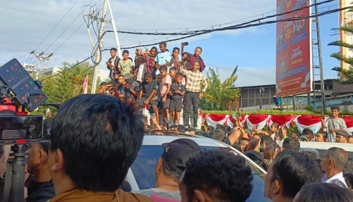 Demi Lihat Jokowi di CFD Kupang, Warga Rela Panjat Pohon Hingga Naik Kap Mobil Box